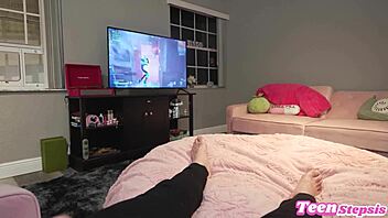 Horny Stepsis Seduces Big Dick Step-Bro with Pussy During Gaming