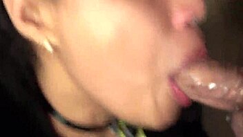 Stepsister plays with my cock, licks with tongue