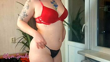 curvy alison sparks teases with a surprising striptease countdown.