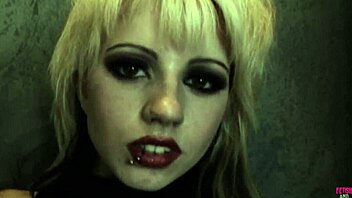 slender gothic blonde rides big black cock in reverse cowgirl.