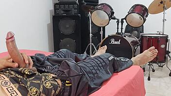 Man Masturbates His Big Cock In Front Of The Camera