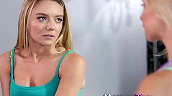 Busty MILF Stepmom Lesbians in First Time Oral Fun