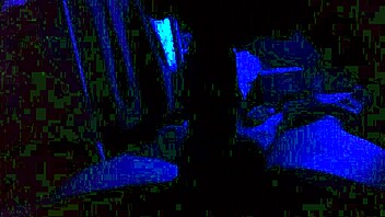 Ebony Woman Sucking Black Cock in Blue Room