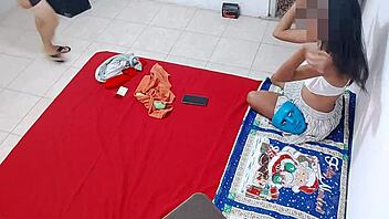 Latina Brunette MILF Prepares For Homemade Porn Scene In Spanish.