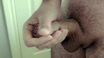Slow motion cumshot captured in homemade bathroom clip