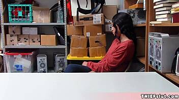 petite half black teen 18+ shoplifter caught by mall cop and fucked interracial