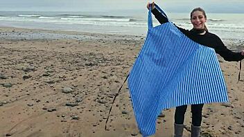 Beautiful Italian Silvia Soprano dominated rough on Norwegian beach