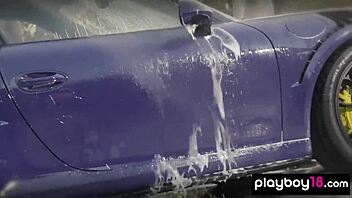 Asian teen Jade Luv and bffs slip off tiny bikinis! Bubble-covered and wild!