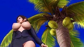 Topless Big Tits Babe Posing in Skirt and Panties for Close-Up