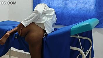 i'm the horny nurse touching my vagina in office