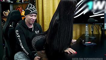 ruan gets horny as bibi griffo grinds on his lap - podcast pupum no barraco