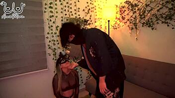 My first time as a submissive, close up on big tits and cum on ass.