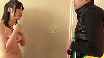 OMG! Petite Japanese Step-Sister Sucks Delivery Guy After Losing Bet!