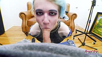 i'm petite exotic raven, rubbing my pussy and sucking cock for a facial