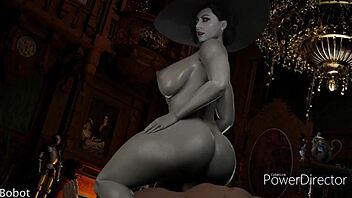 this living dimitrescu girl in 3d cartoon hentai