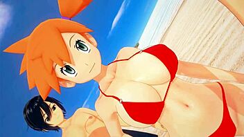 misty recibe una triple penetracion en la playa