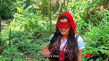 The farmer meets little red riding hood in the woods