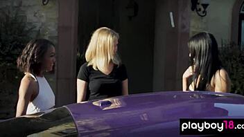 Asian teen Jade Luv and bffs slip off tiny bikinis! Bubble-covered and wild!