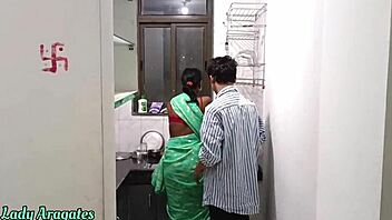 stepsister in saree gets pounded hard by stepbrother in kitchen