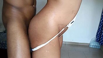 standing and getting fucked by beautiful wife in lingerie