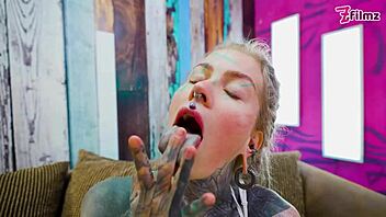 Sexy Fishnets and High Heels in Solo Anal Play with Huge Dildo