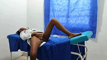 i'm the horny nurse touching my vagina in office