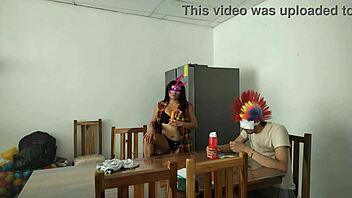 Housemaid touches her body sensually, flirts with dildo while feeding blind man!