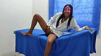 Nurse caressed intimately in doctor's office, breaking bounds