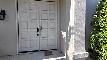 Black-haired Harley Haze bends over for monster cock and cum!