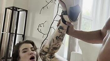 Eden ivy casually enjoys anal with her lover, moaning and spitting during assfucking