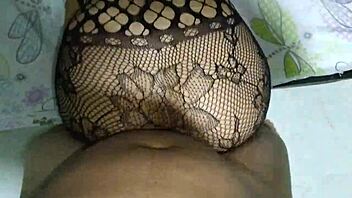 fucking my wife's pussy in sexy bodystocking she used with her lover creampie domination