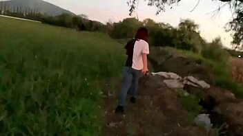 Morrita getting wild on the hill outdoors.