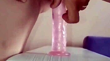 skinny milf rides dildo cowgirl style