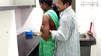 stepsister in saree gets pounded hard by stepbrother in kitchen