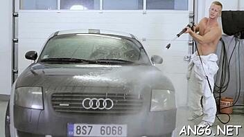 Hungry dude hammers the beauty's pussy from behind with hardcore intensity