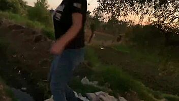 Morrita getting wild on the hill outdoors.