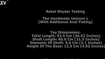 rebel rhyder tests handmade unicorn toy with anal fisting!