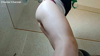 Chantal's transparent stockings reveal a kinky surprise.