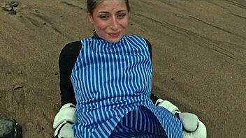 Beautiful Italian Silvia Soprano dominated rough on Norwegian beach