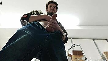 watch me sneak around the shop to jerk myself off gigantic cumshot