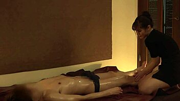 Japanese massage turns into forbidden oily service with intense close contact part 4