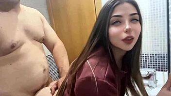 quick hardcore doggystyle in bathroom on camera