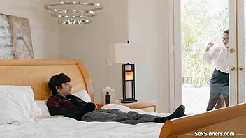 TEACHER GIVES STUDENT A HELPING HANDJOB AND TITTY FUCK