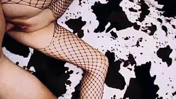 Look at this wife spreading her legs in fishnets for assfucking!