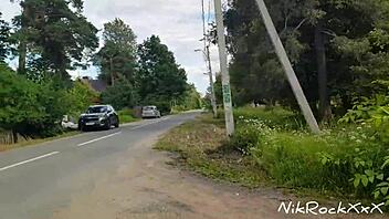 Hey Evelina Darling, why flash tits in public and suck dick in risky spots like that?