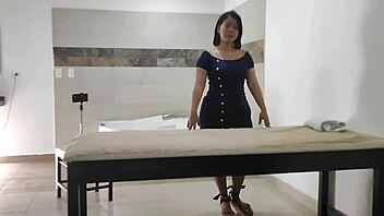 massage gets hot with big ass latina brunette licking balls and rimming deepthroat