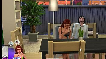 Sexy redhead girl and newly wedded man - Sims 4