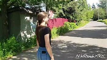 Hey Evelina Darling, why flash tits in public and suck dick in risky spots like that?