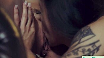 Lesbian friends licking pussy in threesome with big tits