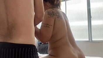 Husband's huge cum on wife's tits after squirting?